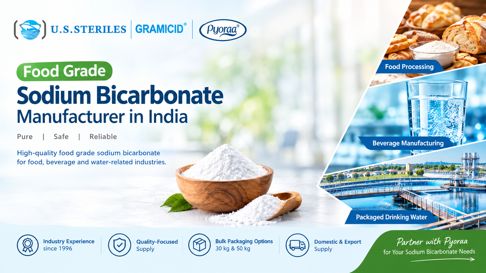 Pyoraa by U.S. Steriles – Food Grade Sodium Bicarbonate Manufacturer in India